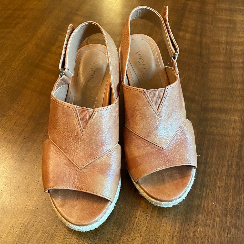 Womens Vionic ZAMAR brown sling back espadrille sandals size 7